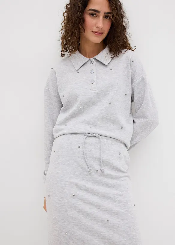 Trikåkjol med nitar, bonprix