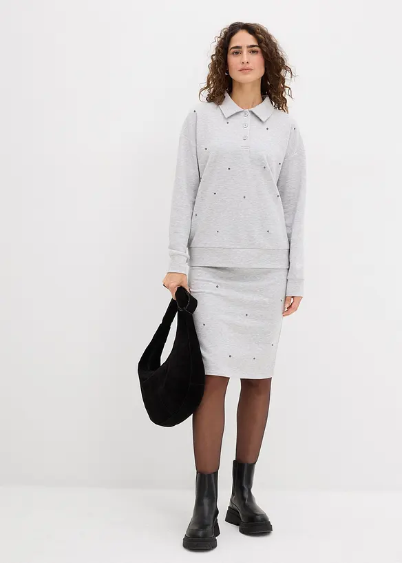 Trikåkjol med nitar, bonprix