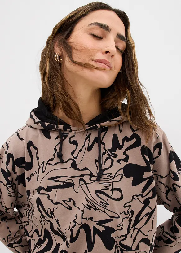 Sweatshirt med huva i bomull, bonprix