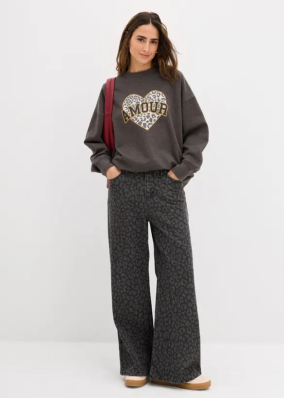 Oversizesweatshirt i bomullsmix, bonprix