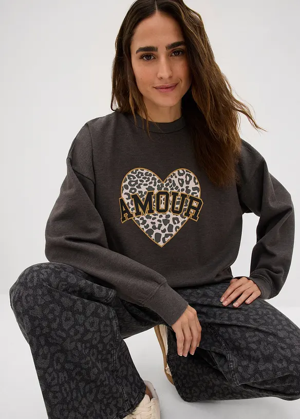 Oversizesweatshirt i bomullsmix, bonprix