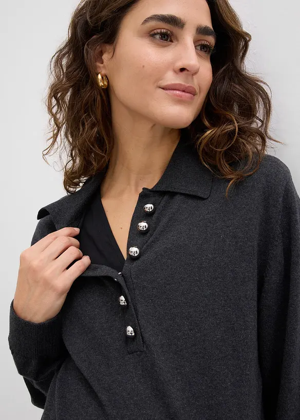 Mamma-/amningsklänning i finstickad ekologisk bomull, bonprix