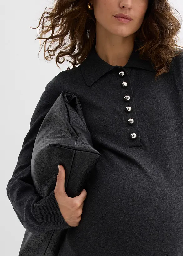 Mamma-/amningsklänning i finstickad ekologisk bomull, bonprix