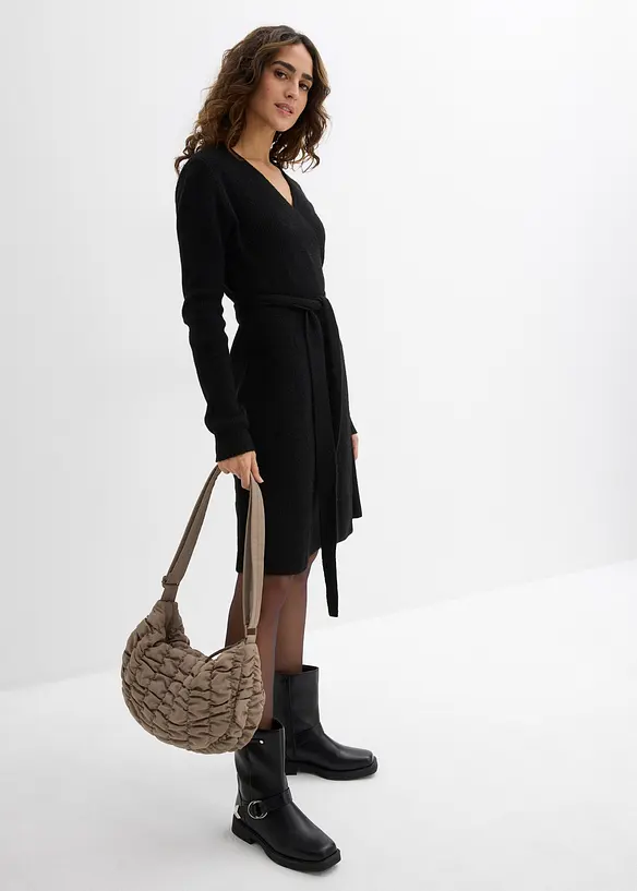 Stickad mammaklänning i omlottmodell, bonprix