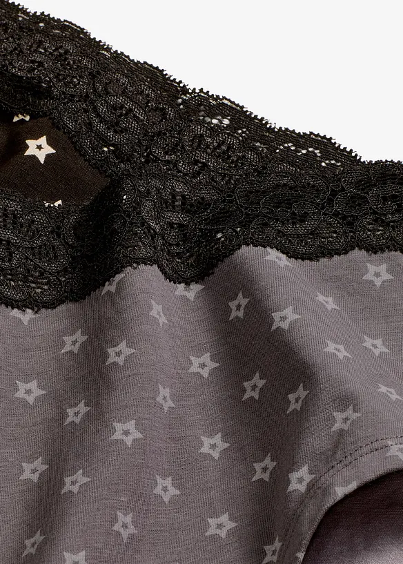 Maxihipstertrosa med spets och ekologisk bomull (4-pack), bonprix