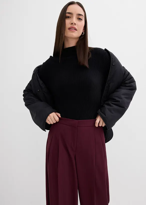 Byxa med gubbveck, bekväm midja och slits, bonprix