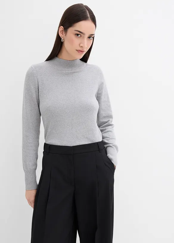 Byxa med gubbveck, bekväm midja och slits, bonprix