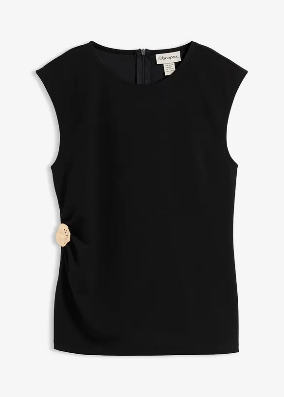 Linne i kräpp med prydnadsspänne, bonprix