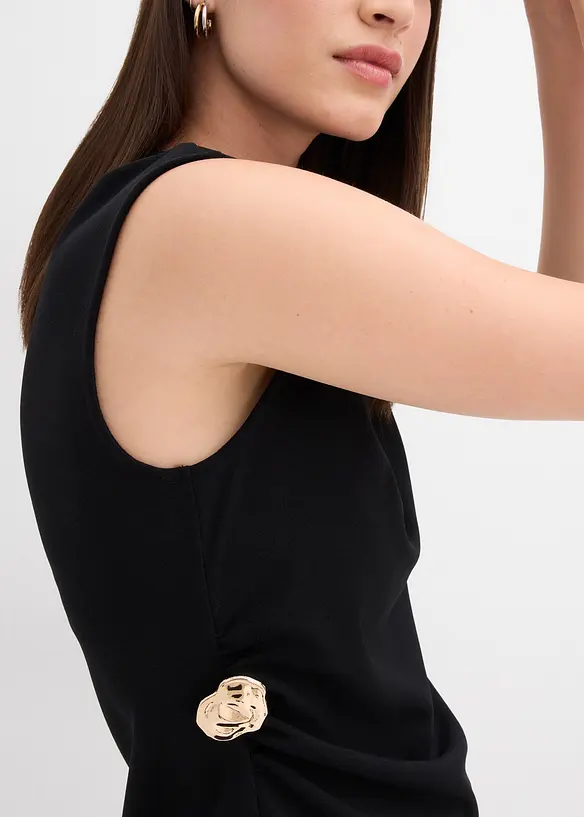 Linne i kräpp med prydnadsspänne, bonprix