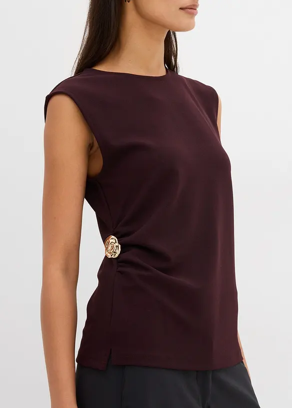 Linne i kräpp med prydnadsspänne, bonprix