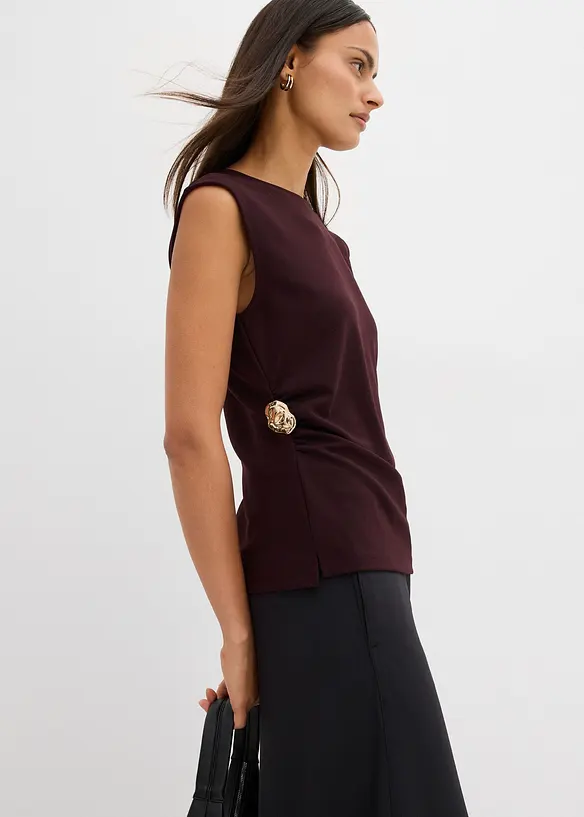 Linne i kräpp med prydnadsspänne, bonprix