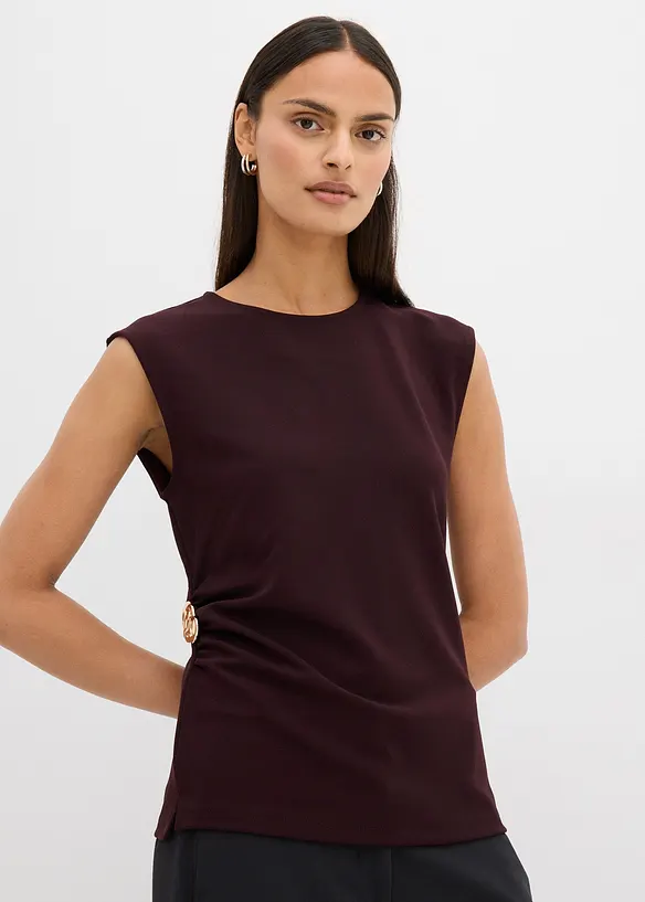 Linne i kräpp med prydnadsspänne, bonprix