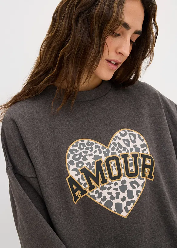 Oversizesweatshirt i bomullsmix, bonprix