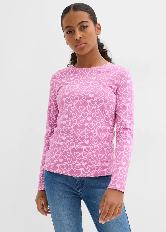 Långärmad topp av ekologisk bomull (3-pack), bonprix