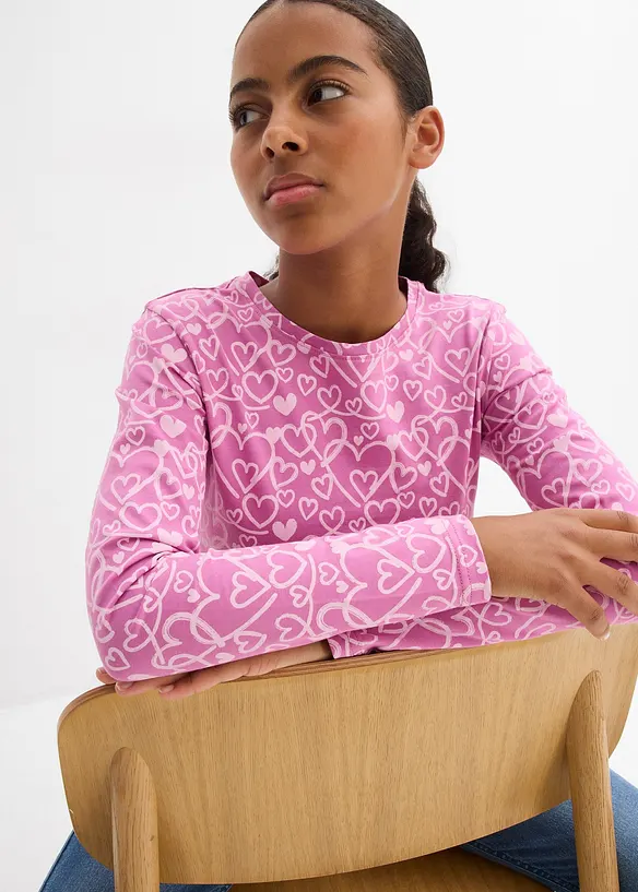 Långärmad topp av ekologisk bomull (3-pack), bonprix