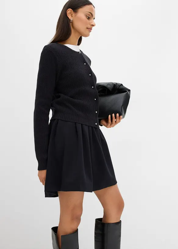 Kjol med gubbveck i lätt glänsande viskosmix, bonprix