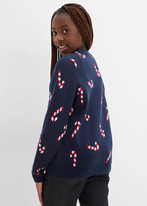 Finstickad tröja med julmotiv, bonprix