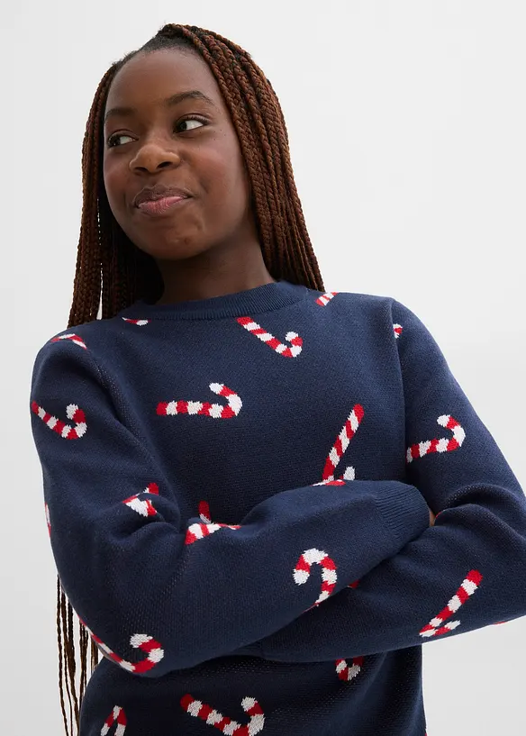 Finstickad tröja med julmotiv, bonprix