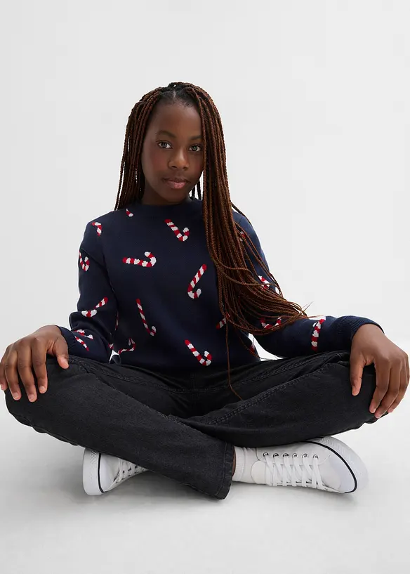 Finstickad tröja med julmotiv, bonprix