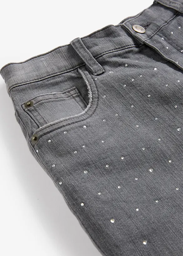 Wide Leg-jeans med strass, Mid Waist, bonprix