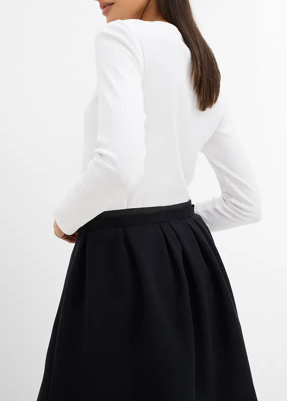 Kjol med gubbveck i lätt glänsande viskosmix, bonprix