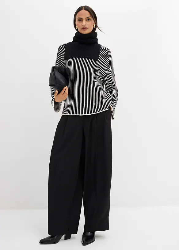 Tröja med halvpolo i viskosmix, bonprix