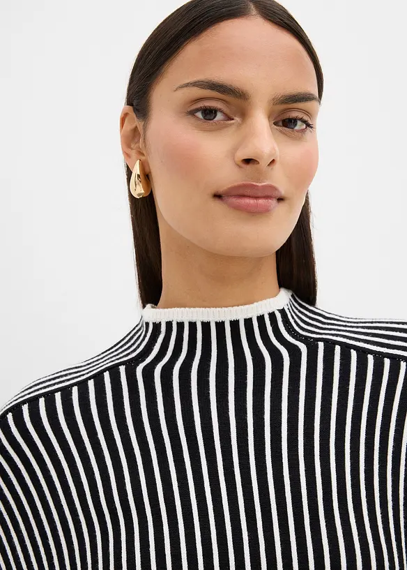 Tröja med halvpolo i viskosmix, bonprix