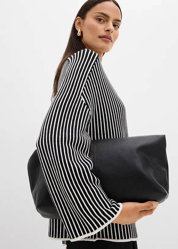 Tröja med halvpolo i viskosmix, bonprix