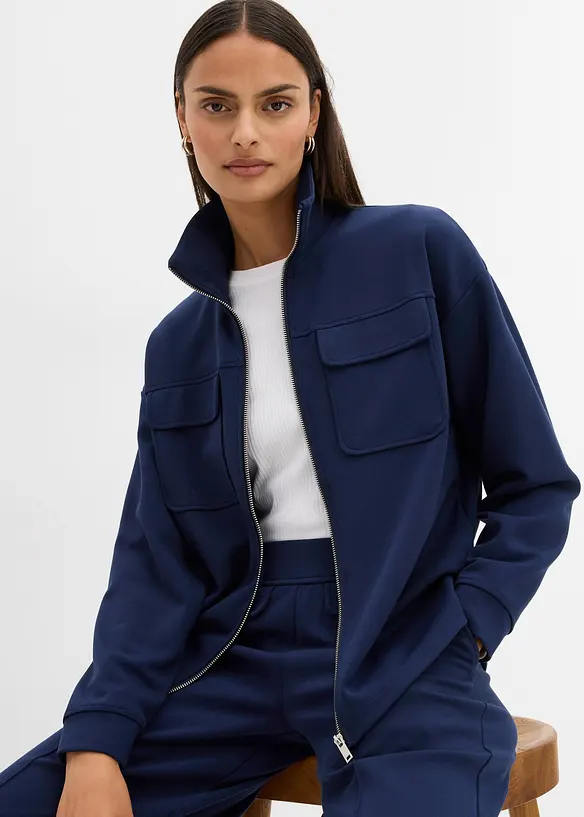 Sweatjacka av lätt glansig viskosmix, bonprix