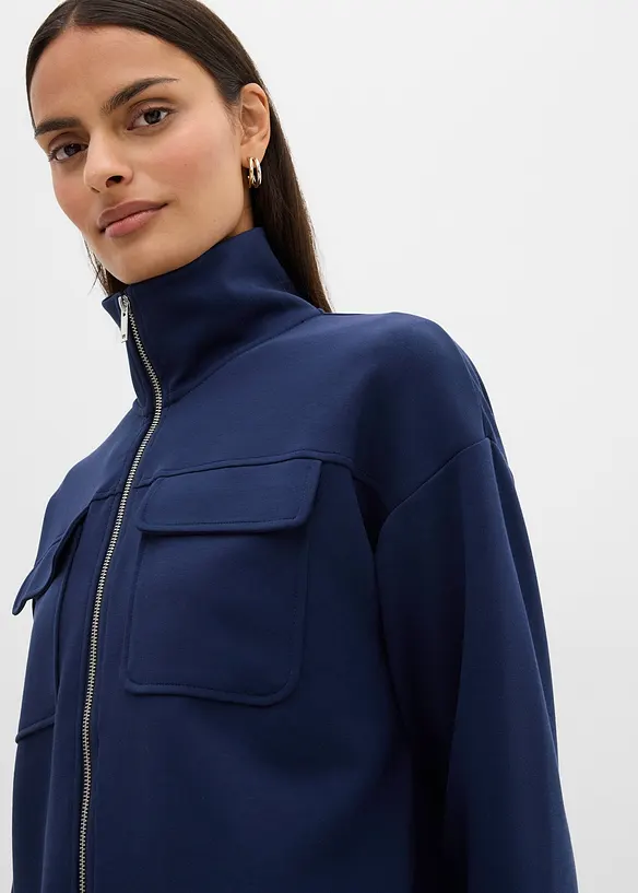 Sweatjacka av lätt glansig viskosmix, bonprix