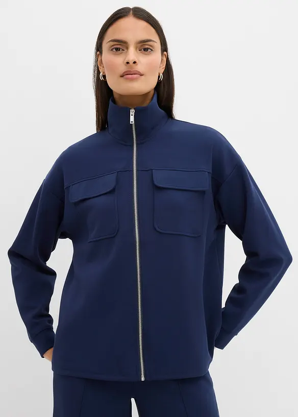 Sweatjacka av lätt glansig viskosmix, bonprix