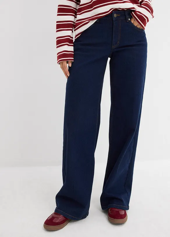 Jeans i Straight modell med ekologisk bomull och Mid Waist, bonprix