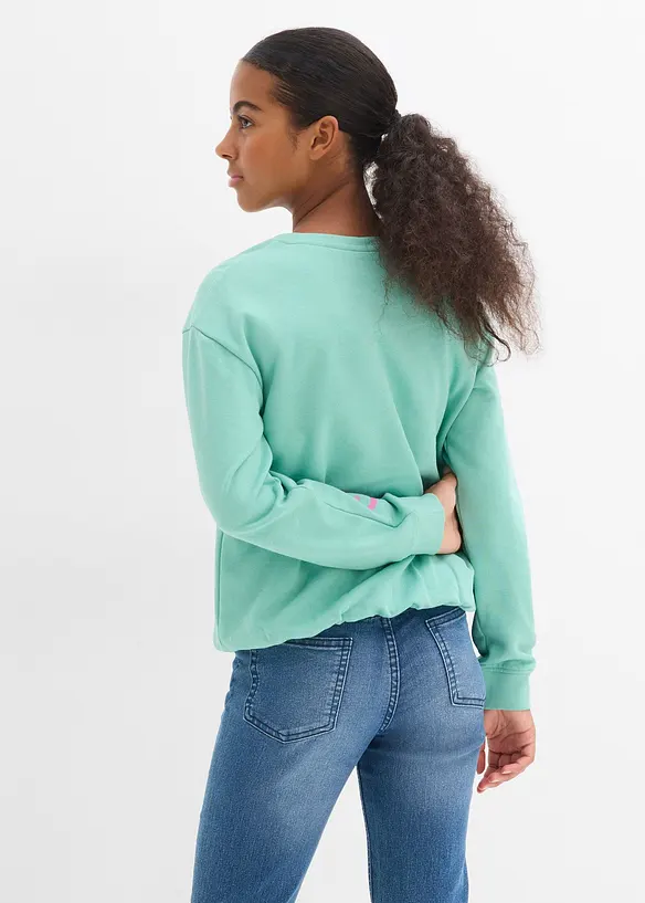 Sweatshirt i ekologisk bomull med ballongformad nederkant, bonprix