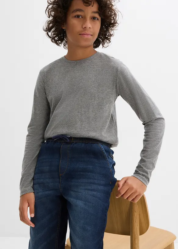 Jerseyfodrade dra på-jeans, Regular Fit, Straight, bonprix