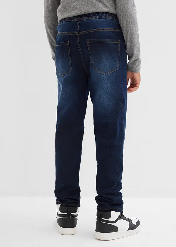 Jerseyfodrade dra på-jeans, Regular Fit, Straight, bonprix