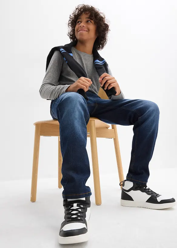 Jerseyfodrade dra på-jeans, Regular Fit, Straight, bonprix