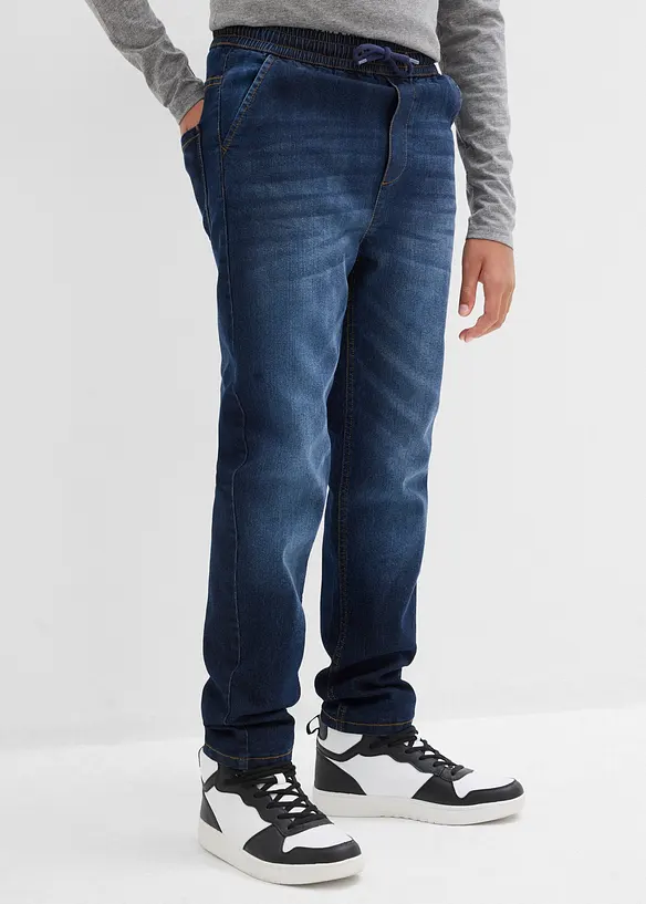 Jerseyfodrade dra på-jeans, Regular Fit, Straight, bonprix