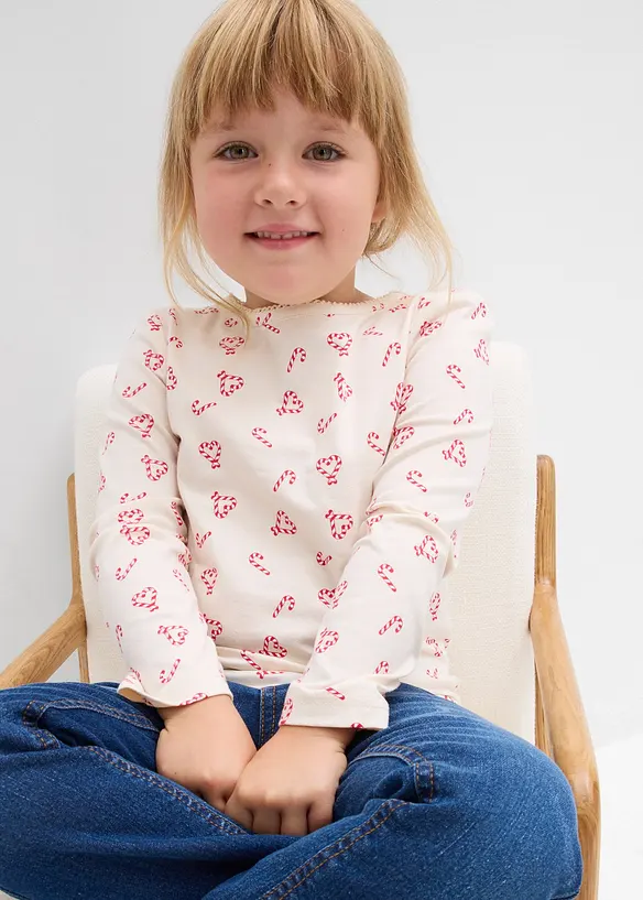 Långärmad topp i ekologisk bomullsmix, bonprix