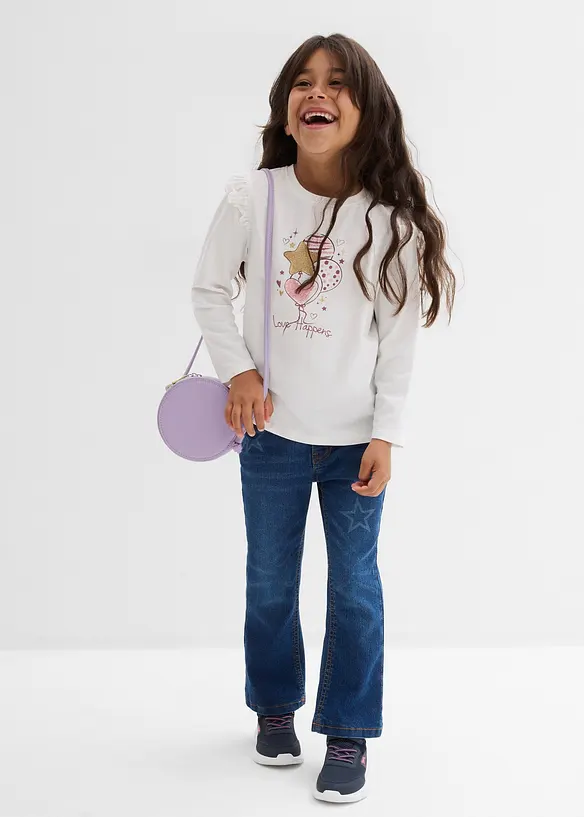 Långärmad topp av elastisk mix med ekologisk bomull (2-pack), bonprix