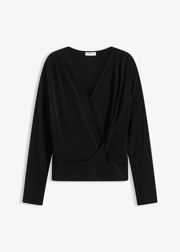 Långärmad topp med djup halsringning, bonprix