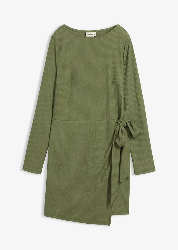 Trikåklänning av kräpp, bonprix