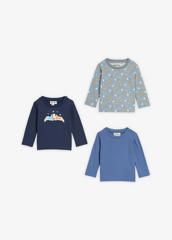 Lång tröja av ekologisk bomull (3-pack), bonprix