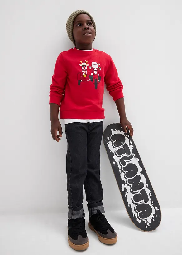 Sweatshirt med julmotiv i ekologisk bomull, bonprix
