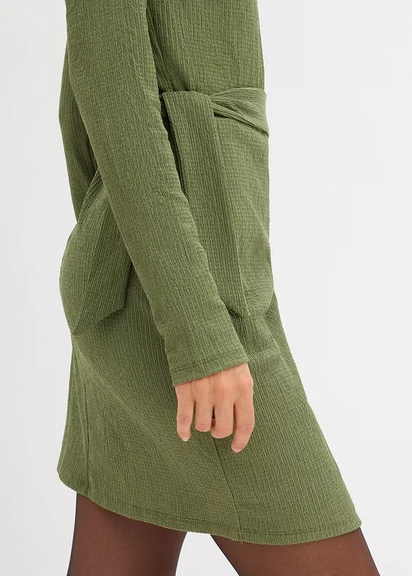 Trikåklänning av kräpp, bonprix