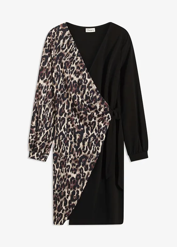 Insvängd miniklänning med djup halsringning, bonprix