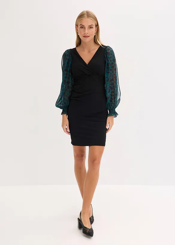 Figurnära miniklänning med cut-outs på ärmarna, bonprix