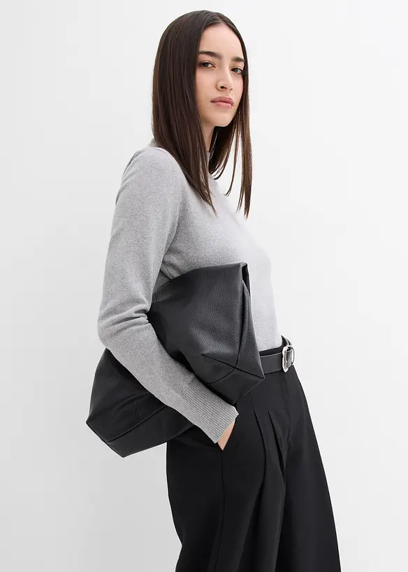 Byxa med gubbveck, bekväm midja och slits, bonprix