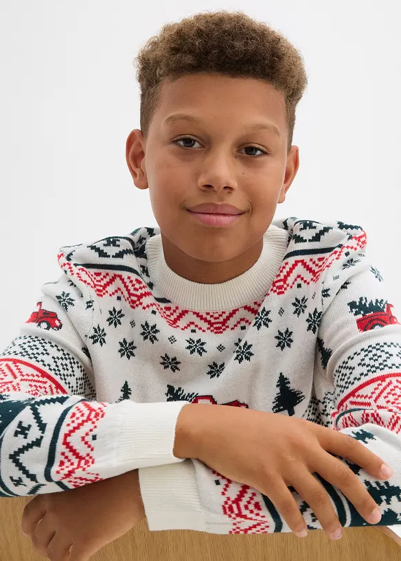 Julmönstrad tröja i finstickat material, bonprix