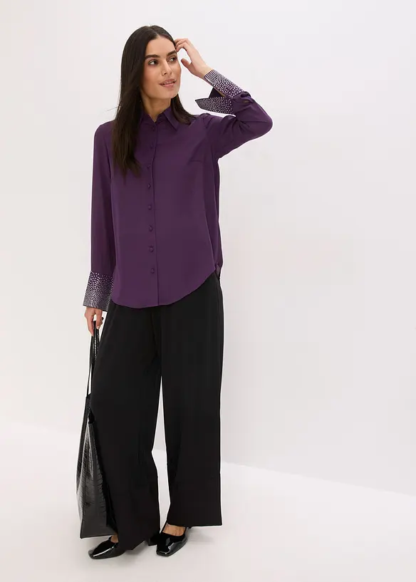 Skjortblus med glitterstenar, bonprix