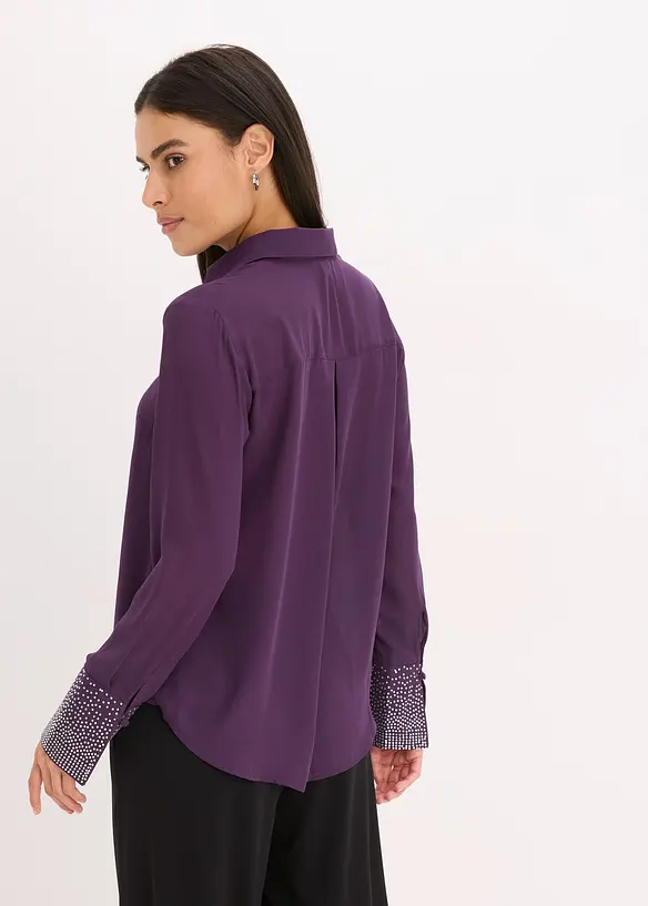 Skjortblus med glitterstenar, bonprix